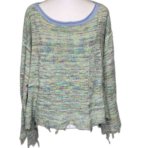 Free People Womens Prism Pullover Space Dye Sweater Cropped Beach Oversized Boho - Picture 1 of 16